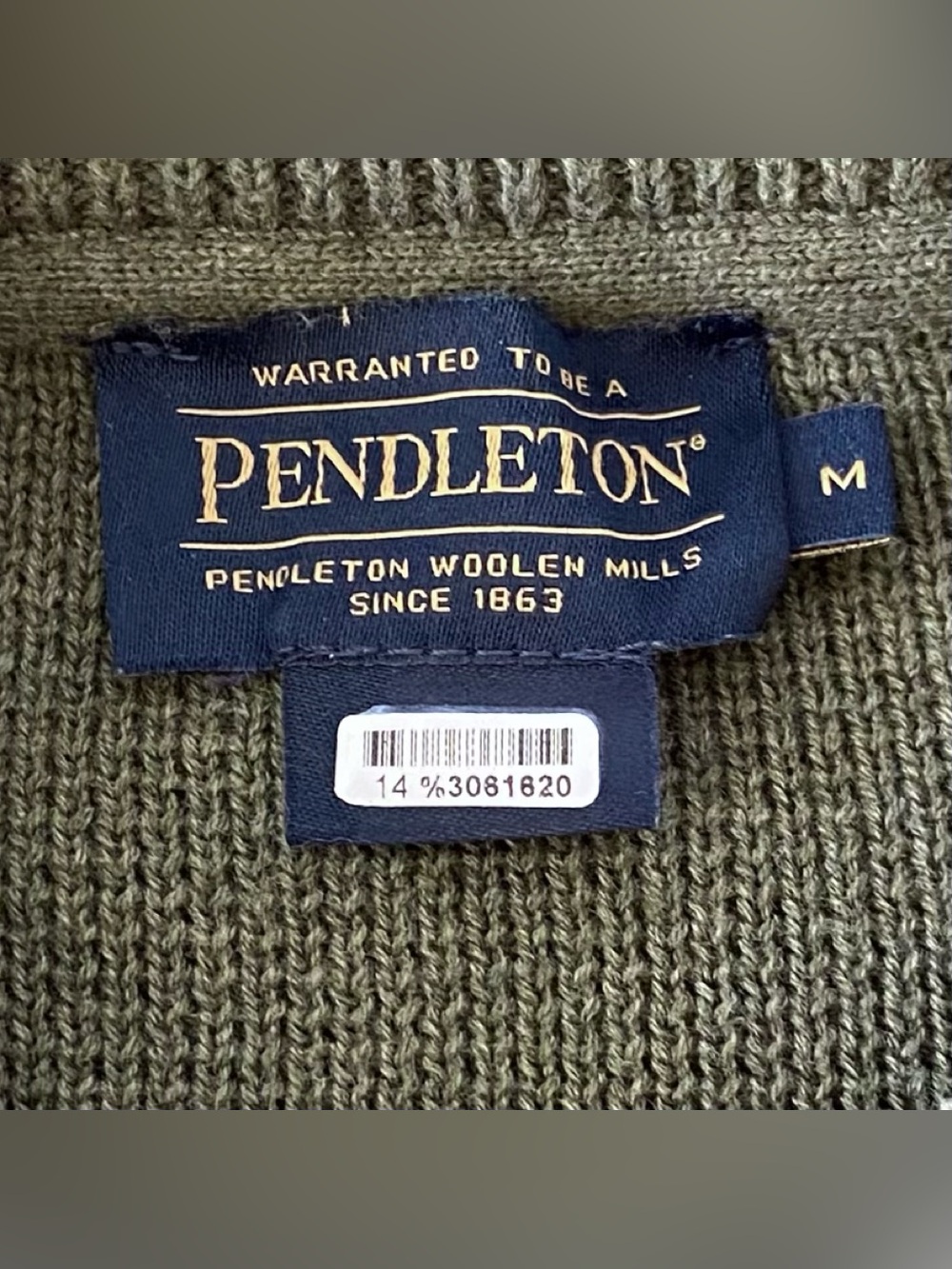 Sweater - Pullover - Pendleton - Bottle Green - Chief Joseph Pattern Front - L - Picture 5 of 9